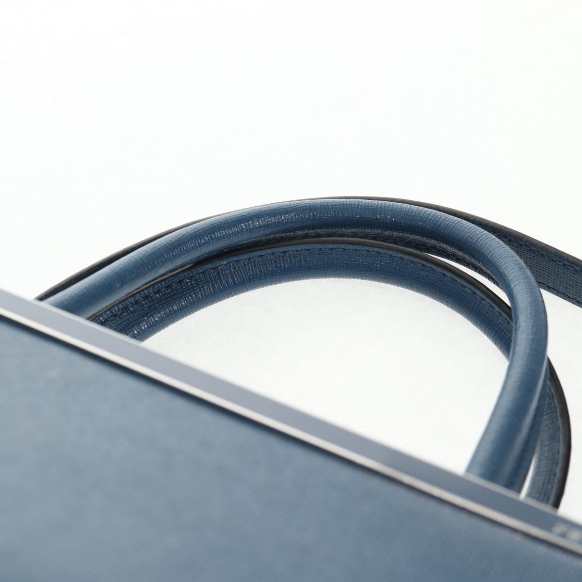 FENDI Petite To Jules Hand Bag Leather 2way Blue Silver Auth 141157