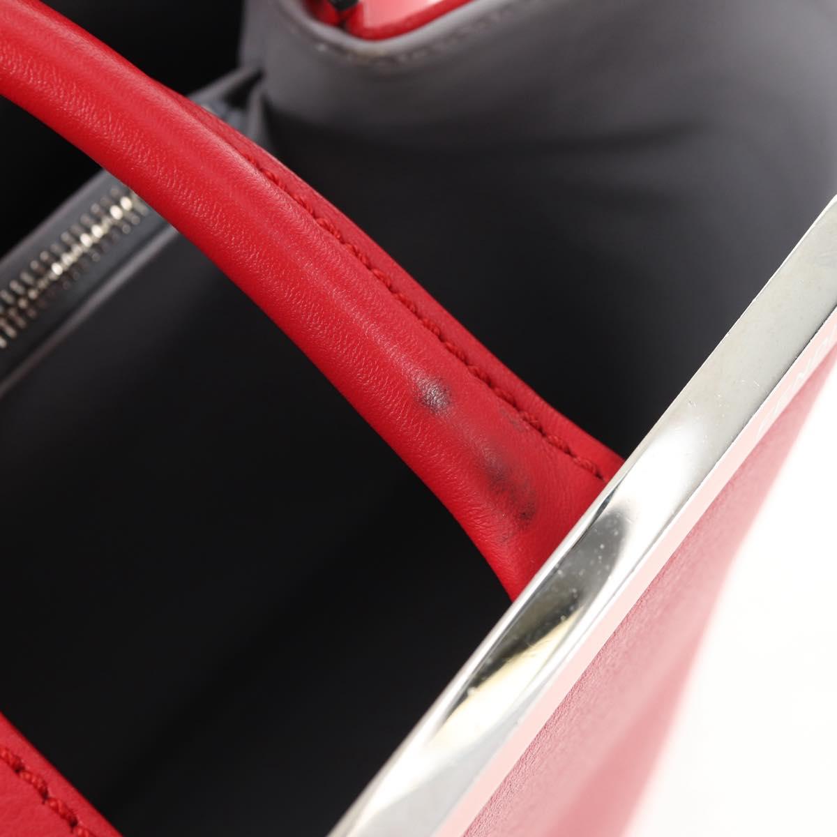 FENDI Petite To Jules Hand Bag Leather 2way Red Silver Auth 141158V