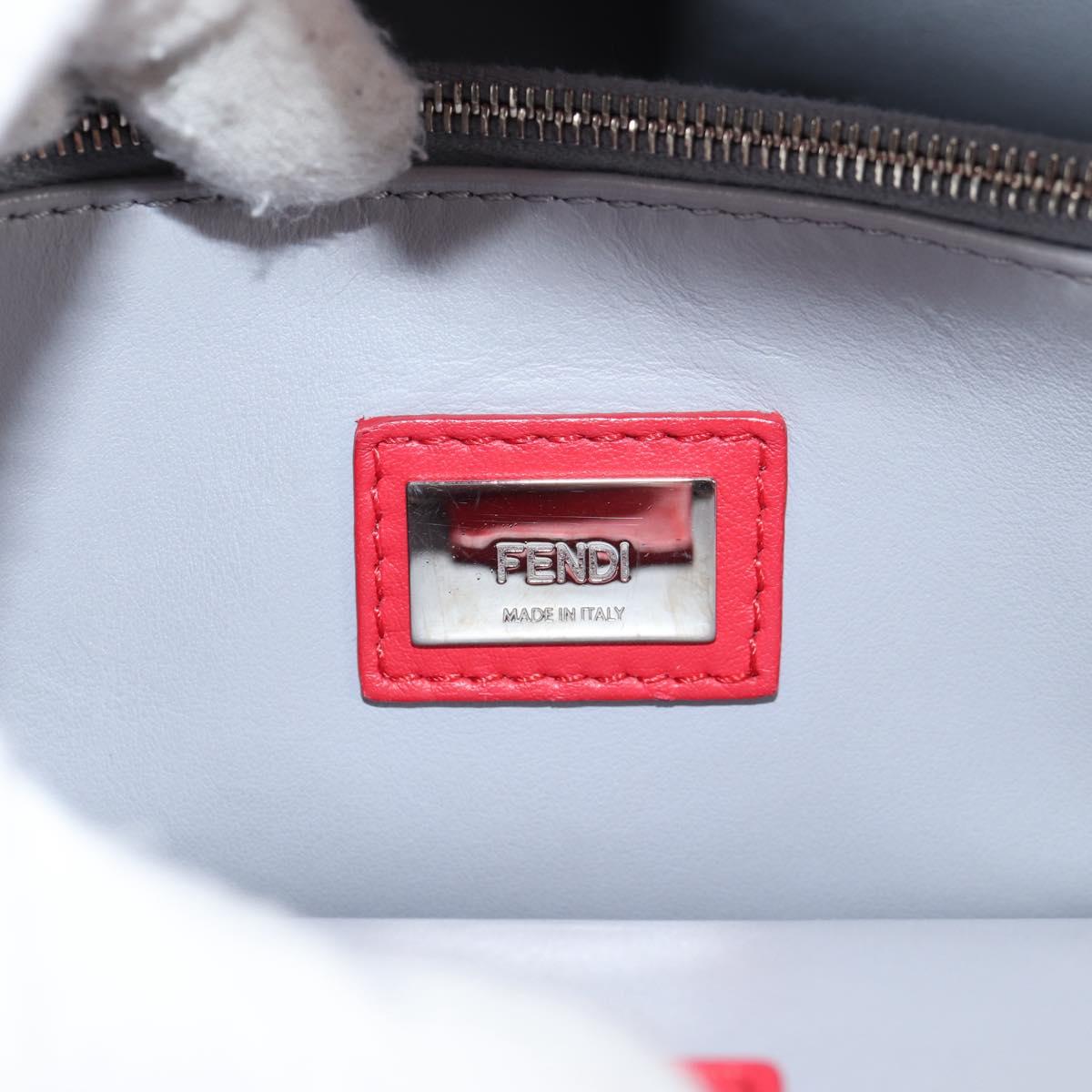 FENDI Petite To Jules Hand Bag Leather 2way Red Silver Auth 141158V