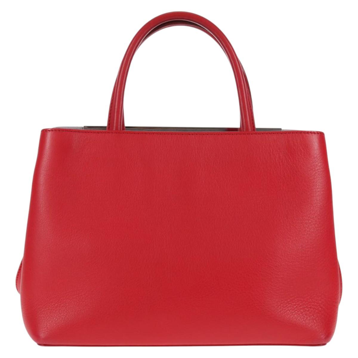 FENDI Petite To Jules Hand Bag Leather 2way Red Silver Auth 141158V