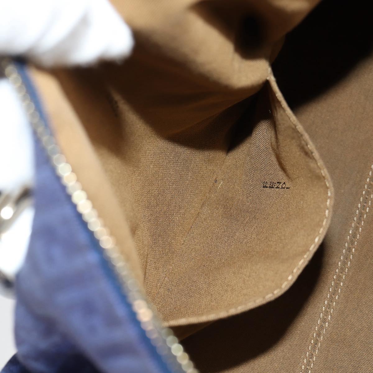 FENDI Zucchino Canvas Boston Bag Navy Gold Auth 141159V