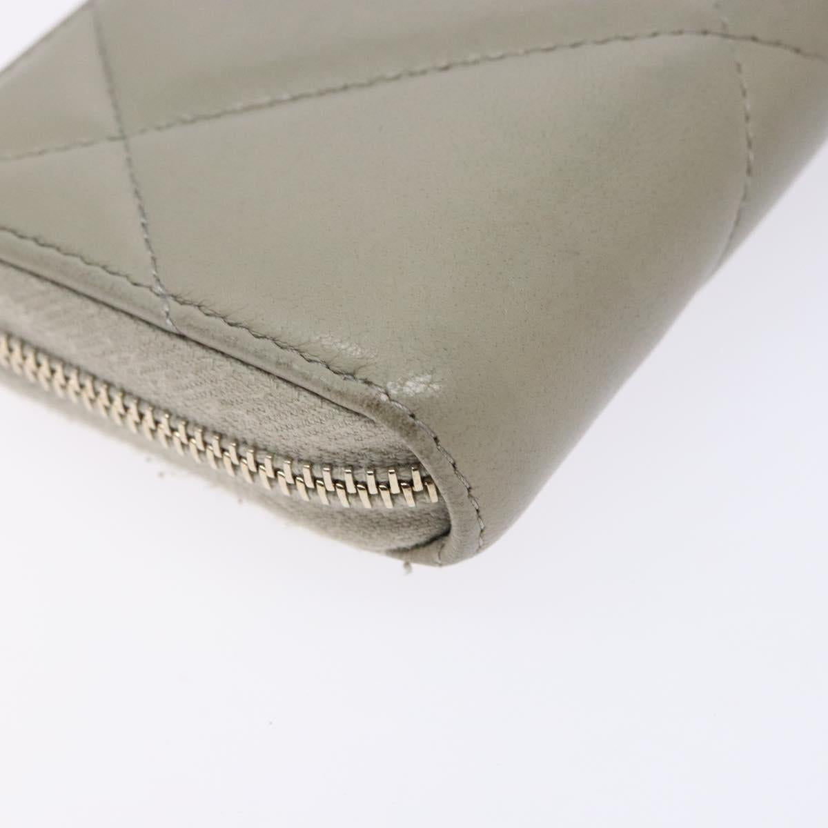 CHANEL Matelasse Wallet Lamb Skin Ivory Gold CC Auth 141169