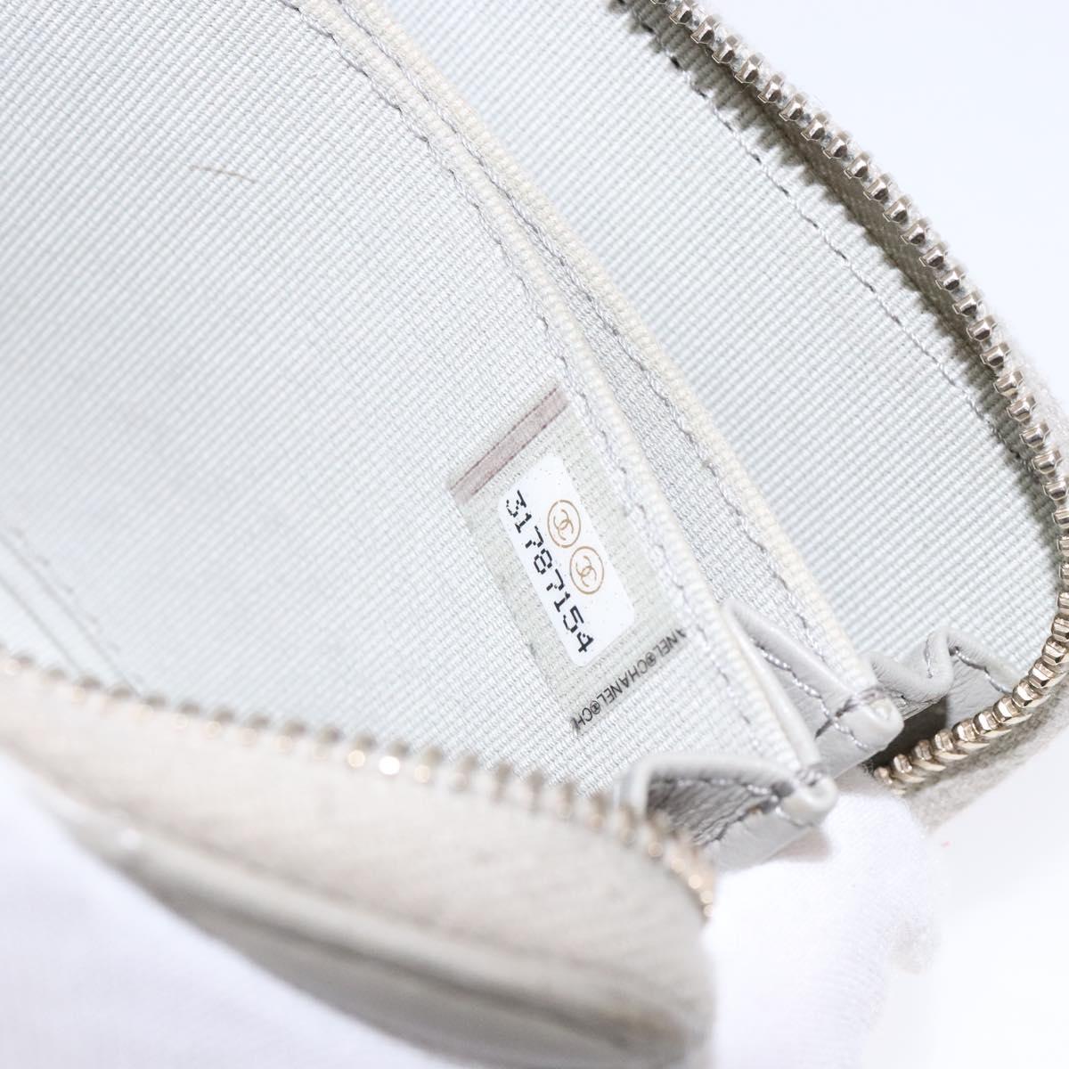 CHANEL Matelasse Wallet Lamb Skin Ivory Gold CC Auth 141169