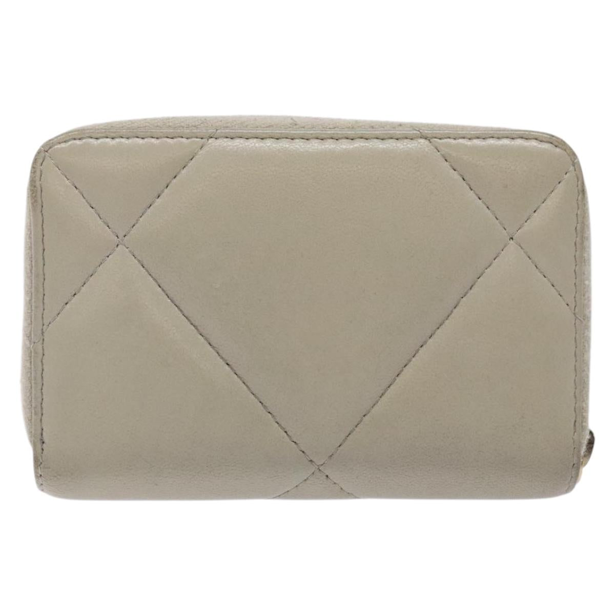 CHANEL Matelasse Wallet Lamb Skin Ivory Gold CC Auth 141169