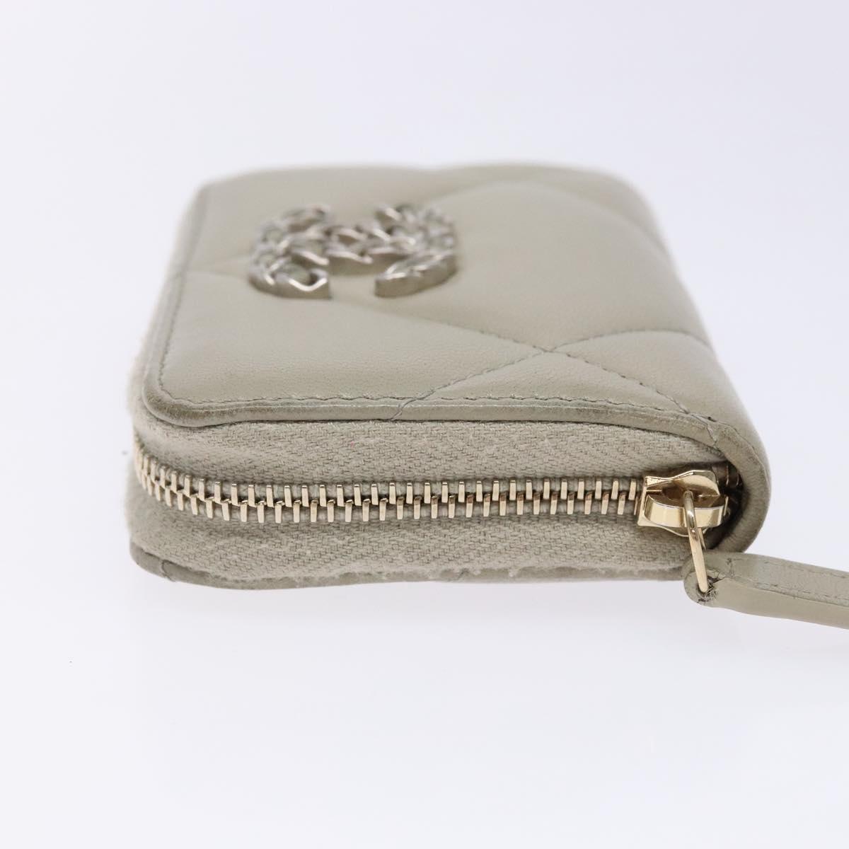 CHANEL Matelasse Wallet Lamb Skin Ivory Gold CC Auth 141169