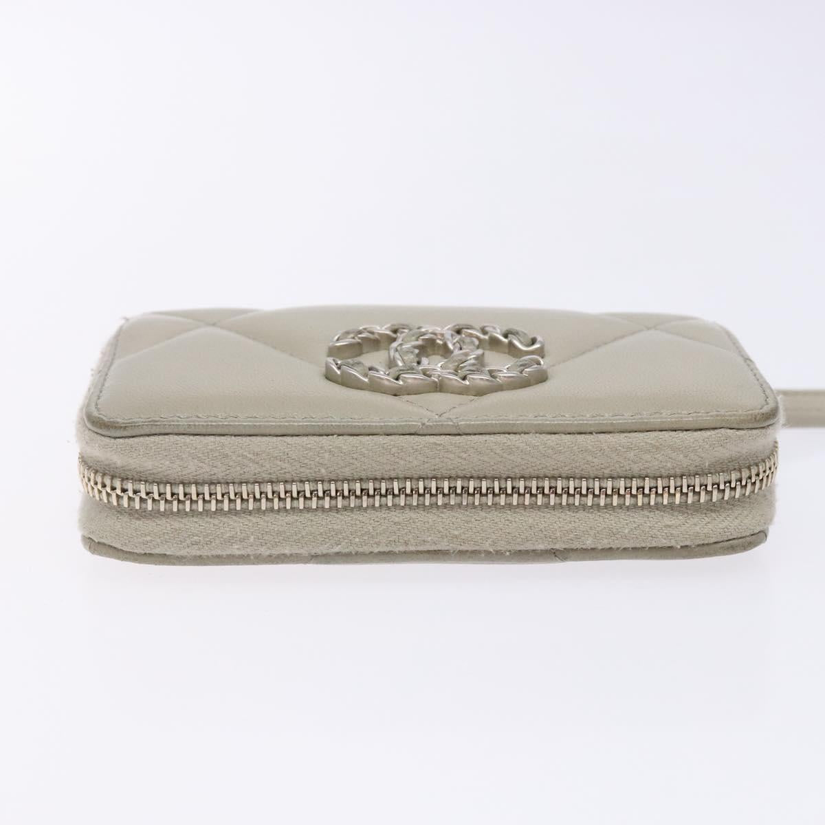 CHANEL Matelasse Wallet Lamb Skin Ivory Gold CC Auth 141169