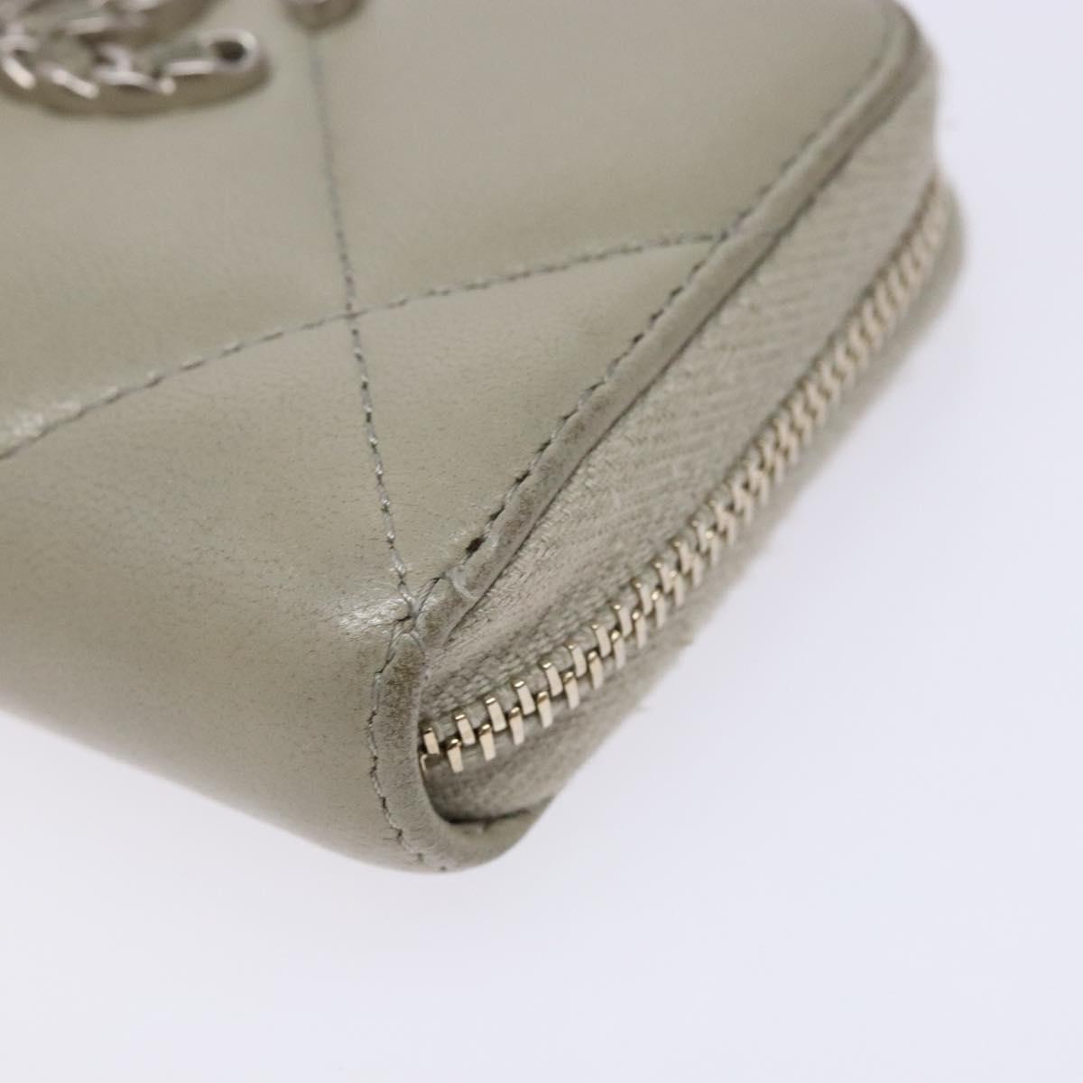 CHANEL Matelasse Wallet Lamb Skin Ivory Gold CC Auth 141169