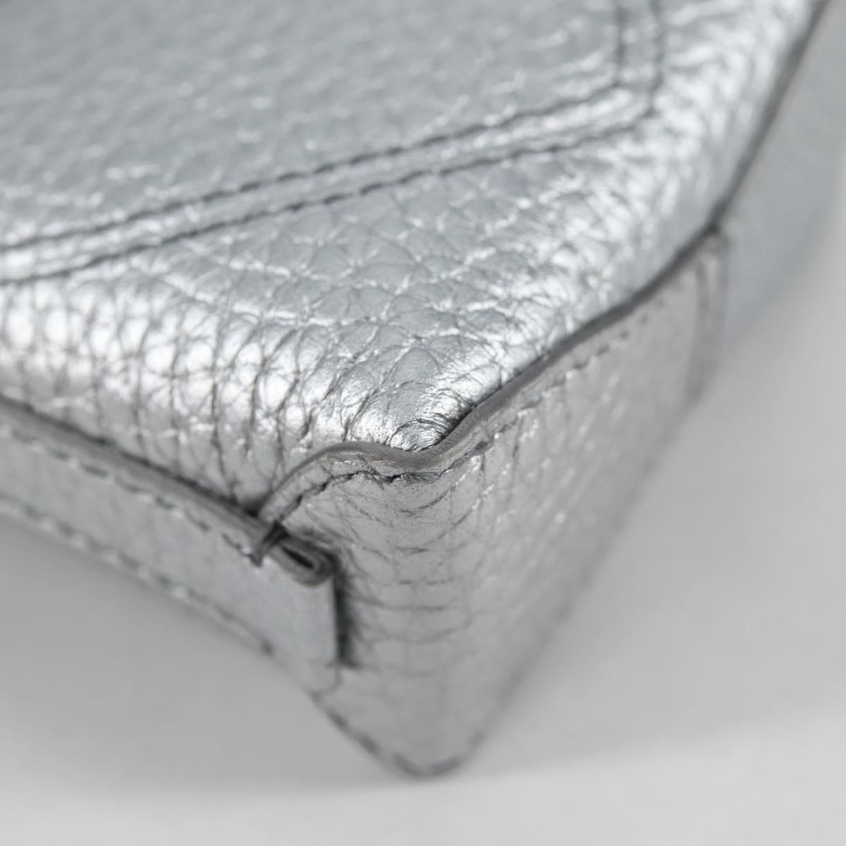 TIFFANY&Co. Return To Micro Tote Charm Leather Silver Auth 141171M