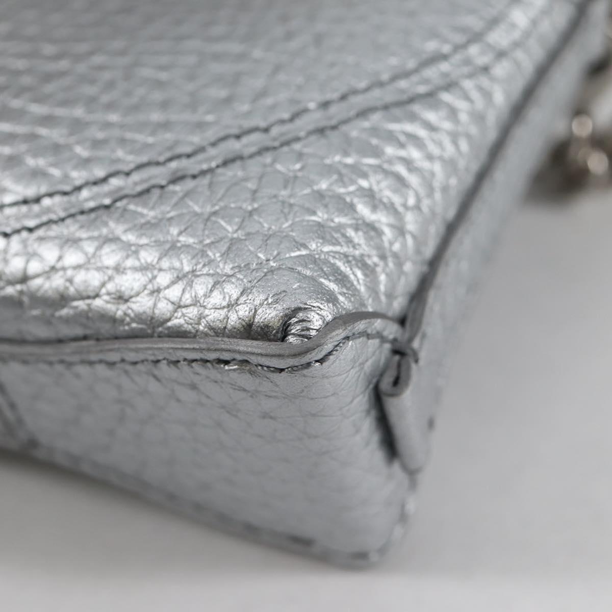 TIFFANY&Co. Return To Micro Tote Charm Leather Silver Auth 141171M