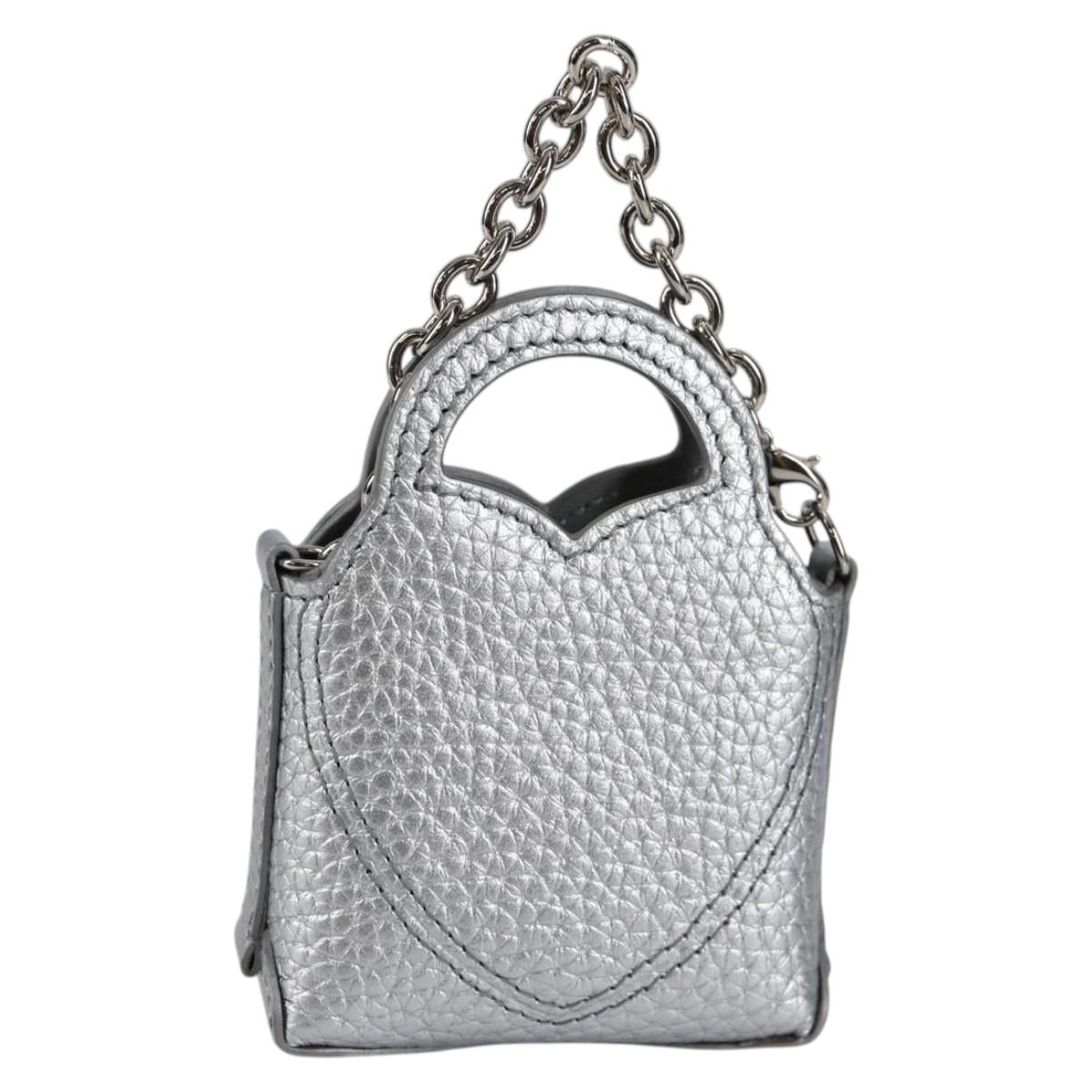 TIFFANY&Co. Return To Micro Tote Charm Leather Silver Auth 141171M