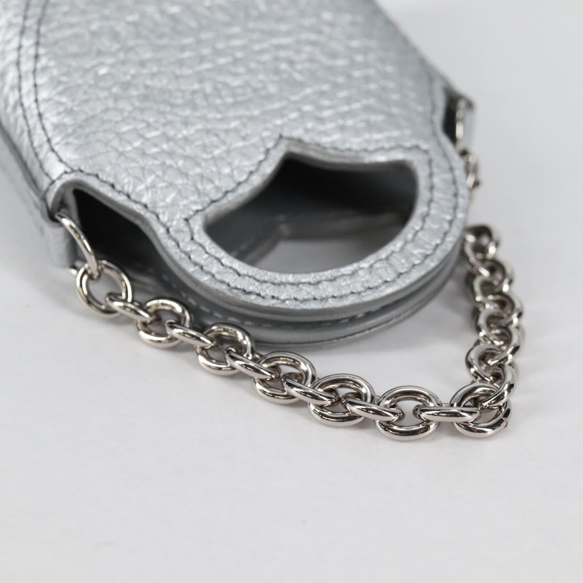 TIFFANY&Co. Return To Micro Tote Charm Leather Silver Auth 141171M