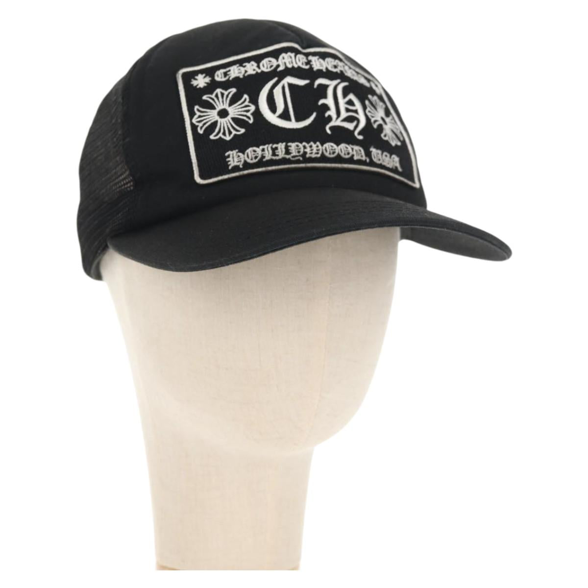 Chrome Hearts CH Patch Cross Ball Mesh Tracker Cap Cotton Black Auth 141185M