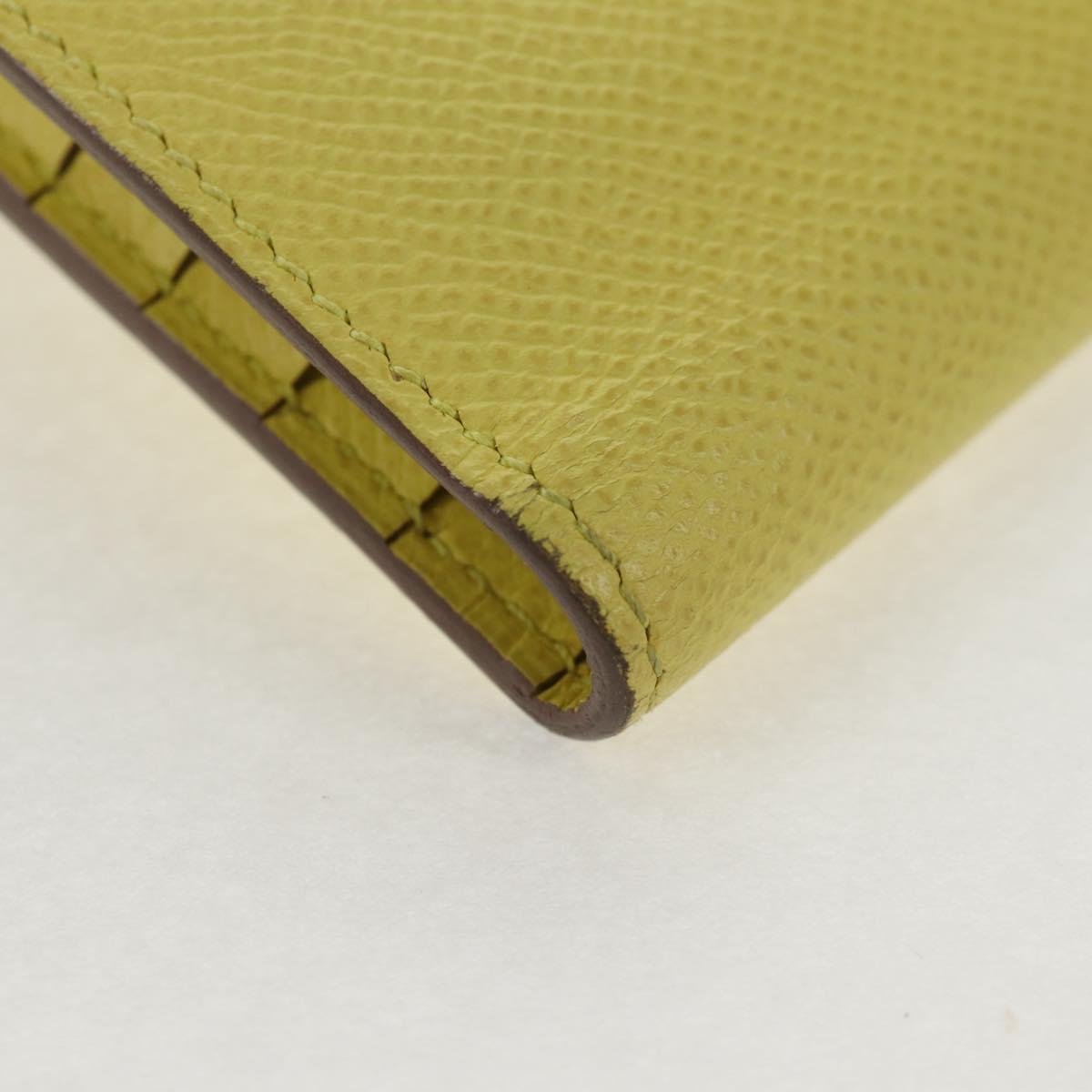 HERMES Kelly Long Wallet Leather Yellow Silver Auth 141186M