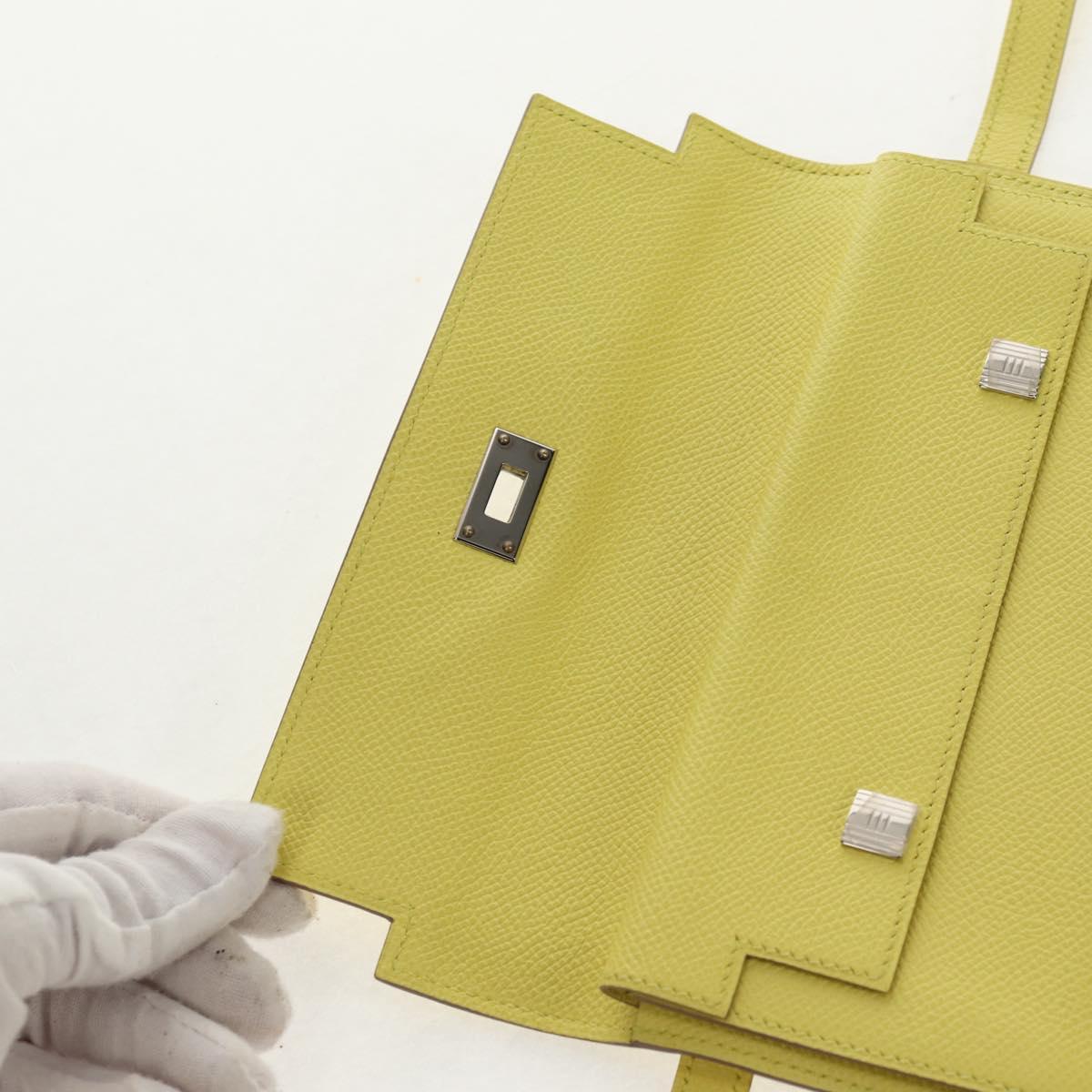 HERMES Kelly Long Wallet Leather Yellow Silver Auth 141186M