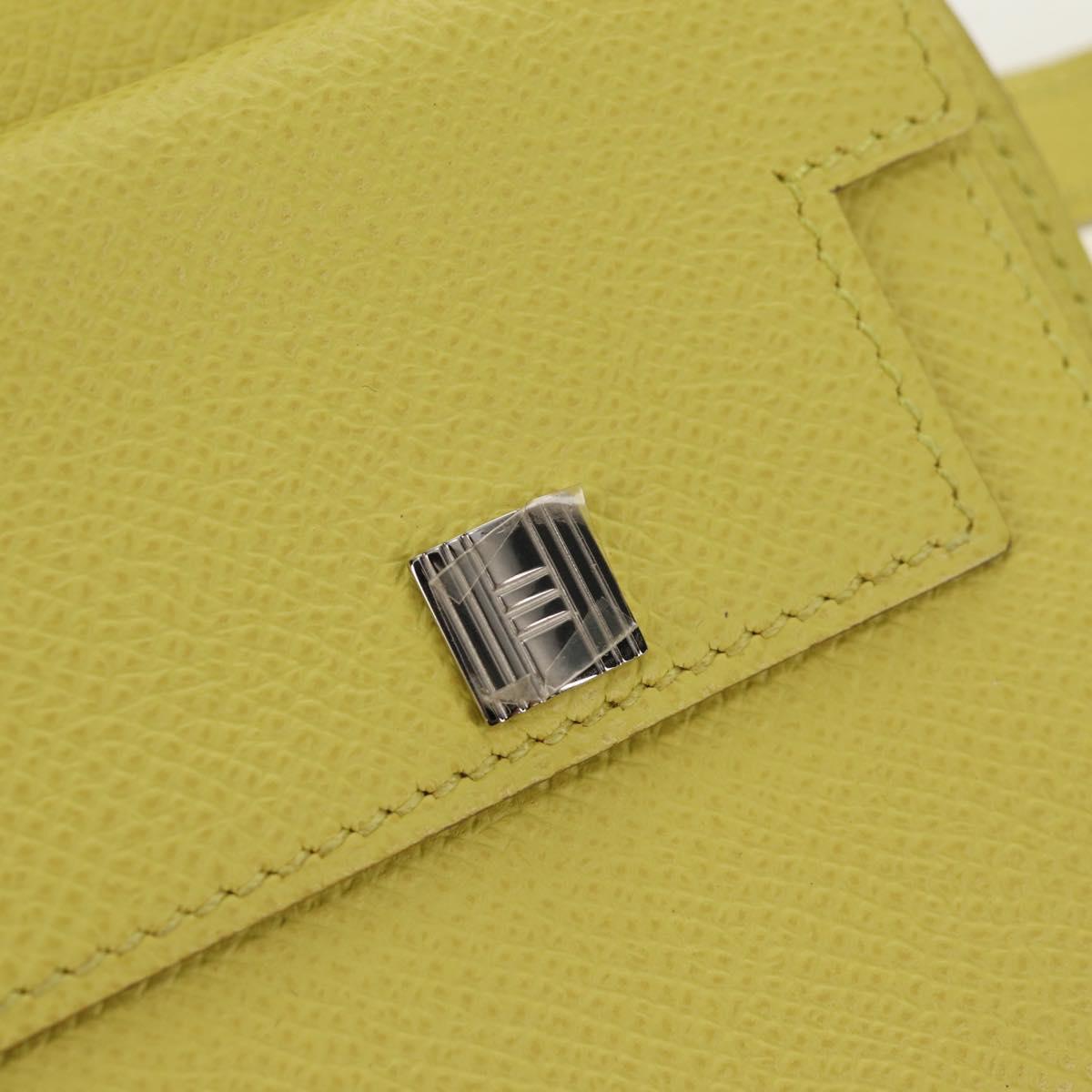 HERMES Kelly Long Wallet Leather Yellow Silver Auth 141186M