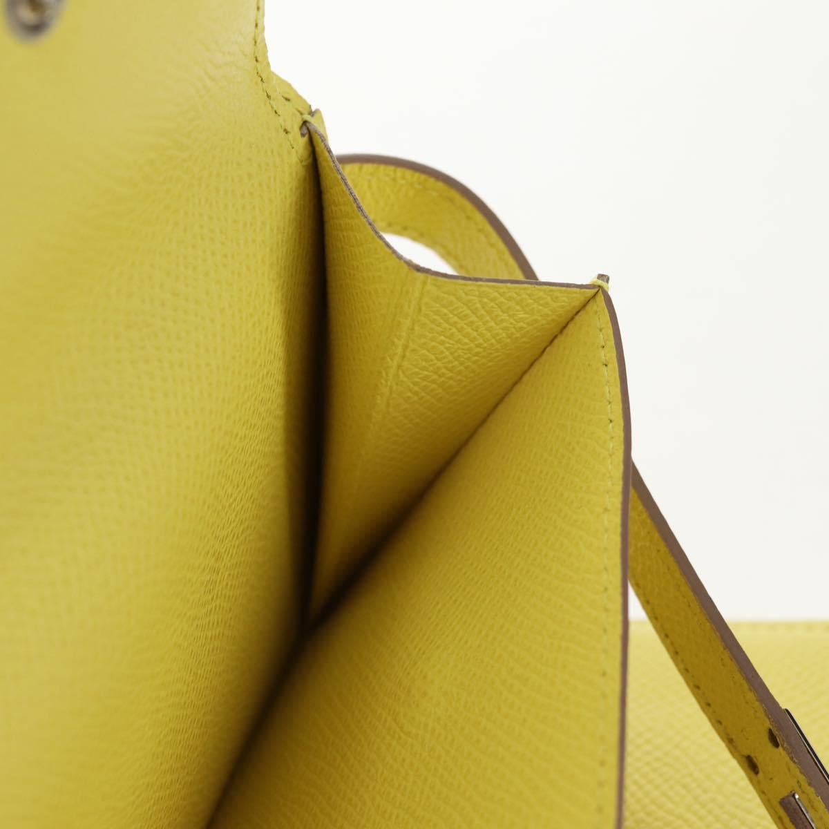HERMES Kelly Long Wallet Leather Yellow Silver Auth 141186M