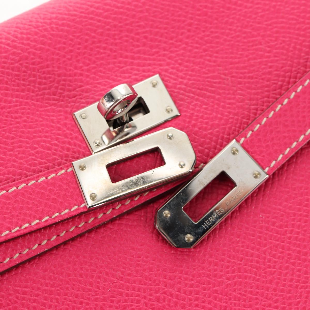 HERMES Kelly Long Wallet Leather Pink Silver Auth 141187M