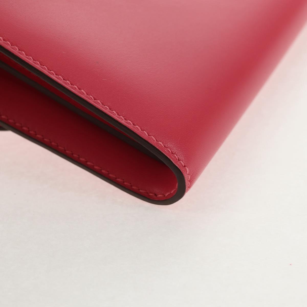HERMES Constance Long Wallet Leather Pink Auth 141188M