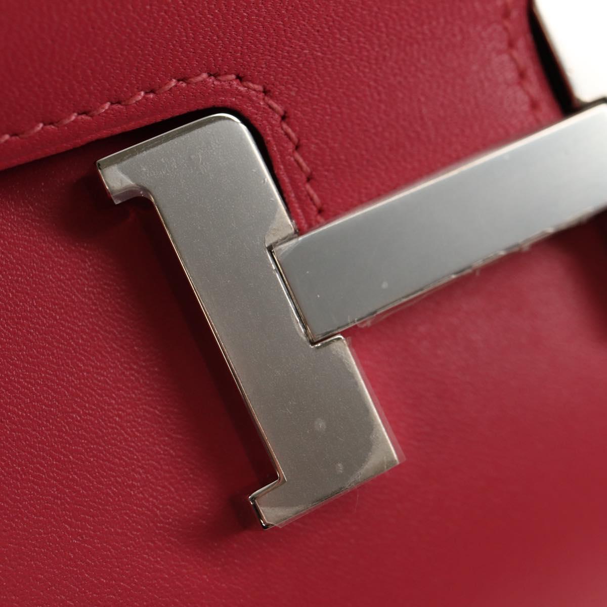 HERMES Constance Long Wallet Leather Pink Auth 141188SM