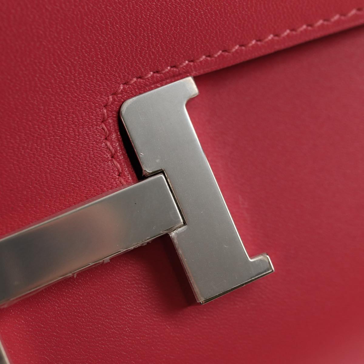 HERMES Constance Long Wallet Leather Pink Auth 141188M