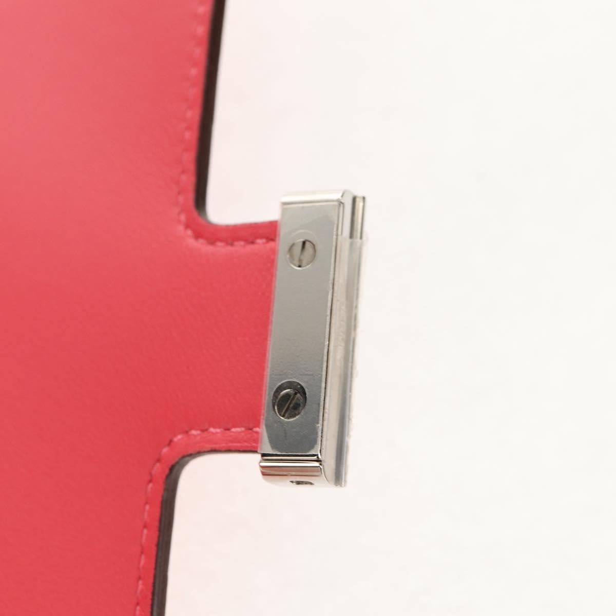 HERMES Constance Long Wallet Leather Pink Auth 141188M