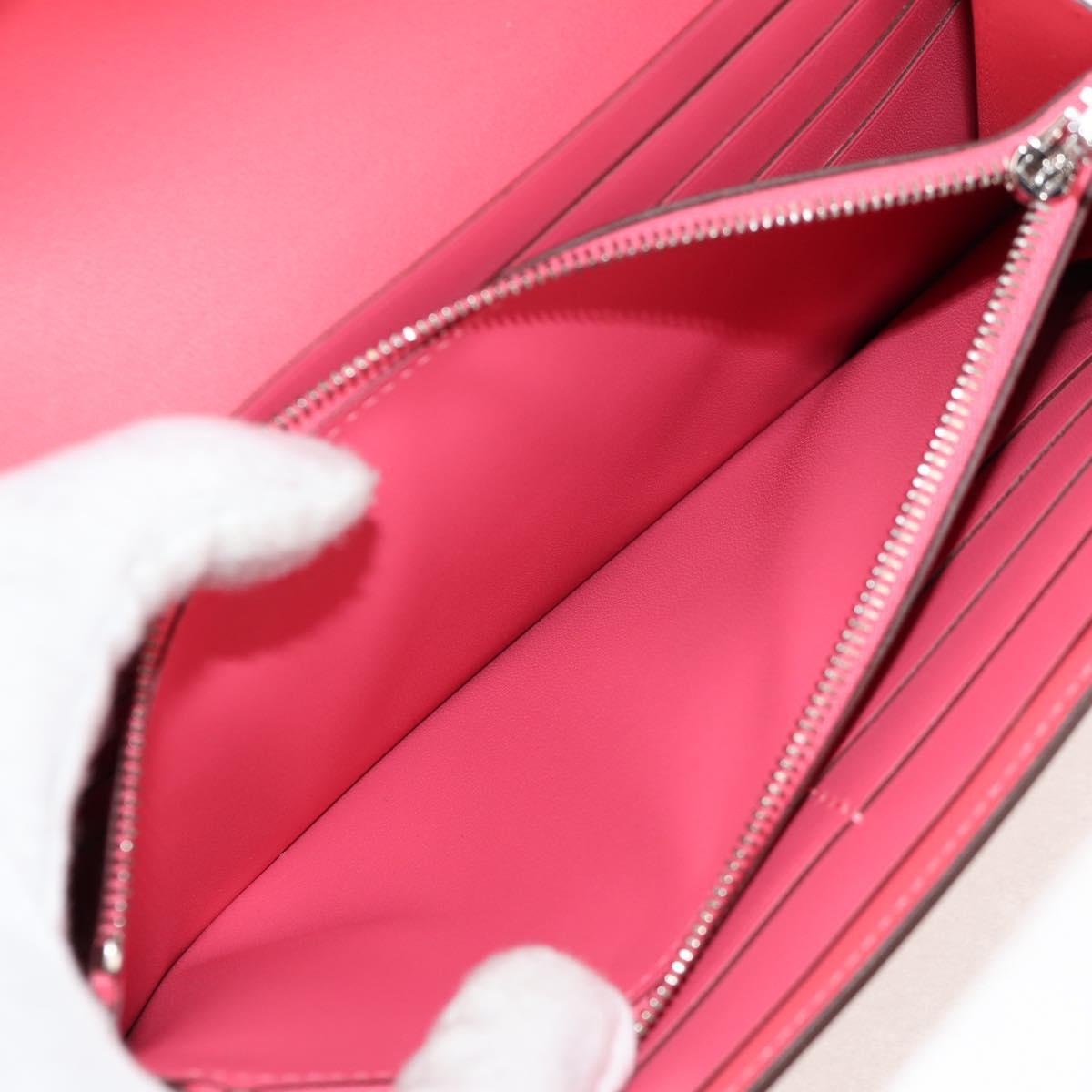 HERMES Constance Long Wallet Leather Pink Auth 141188M