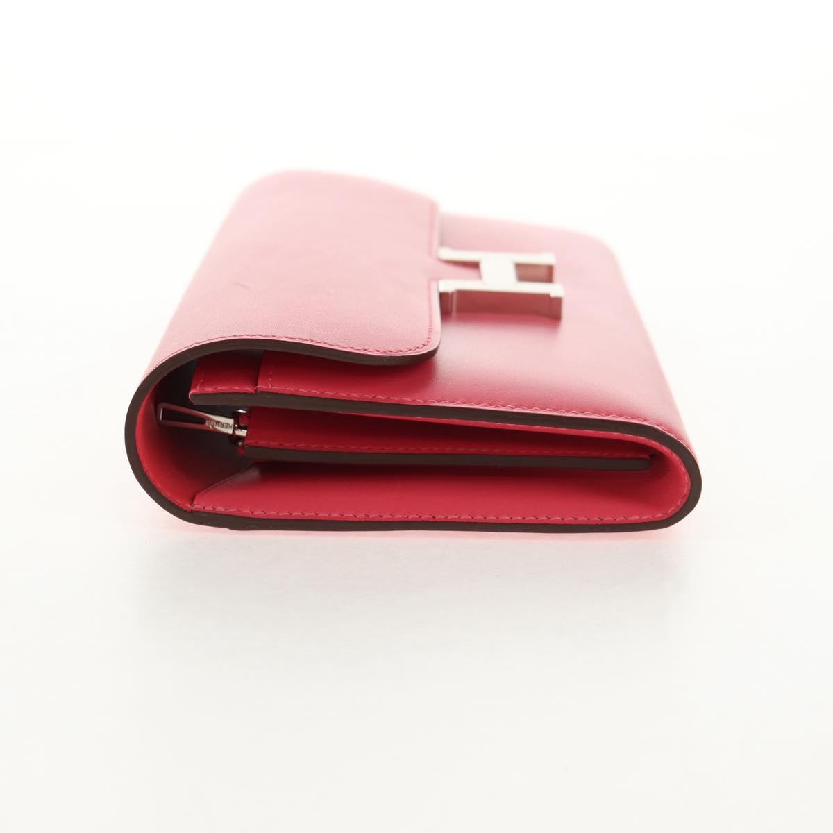 HERMES Constance Long Wallet Leather Pink Auth 141188M