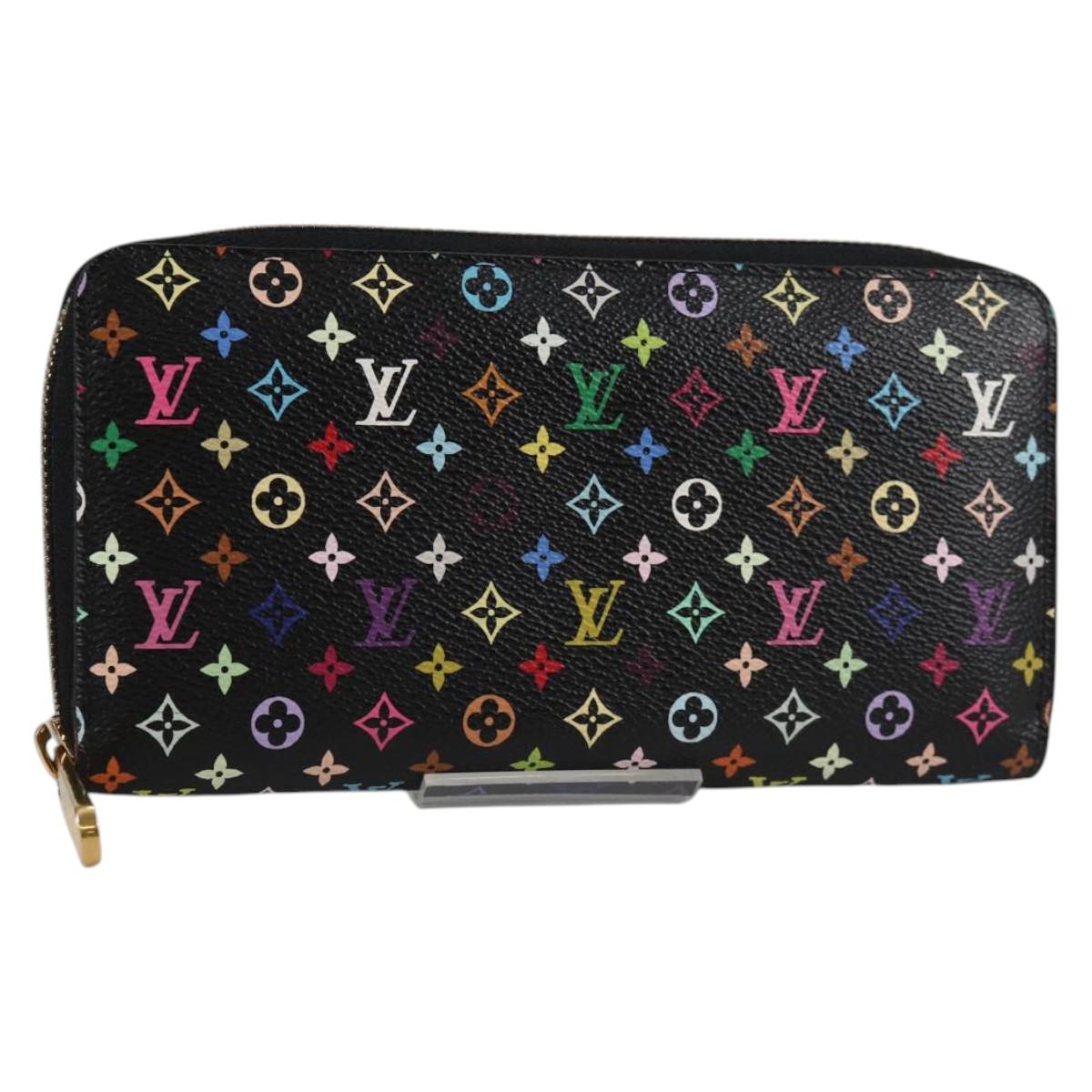 LOUIS VUITTON Multicolor Zippy Wallet Wallet Black M60243 LV Auth 141189V