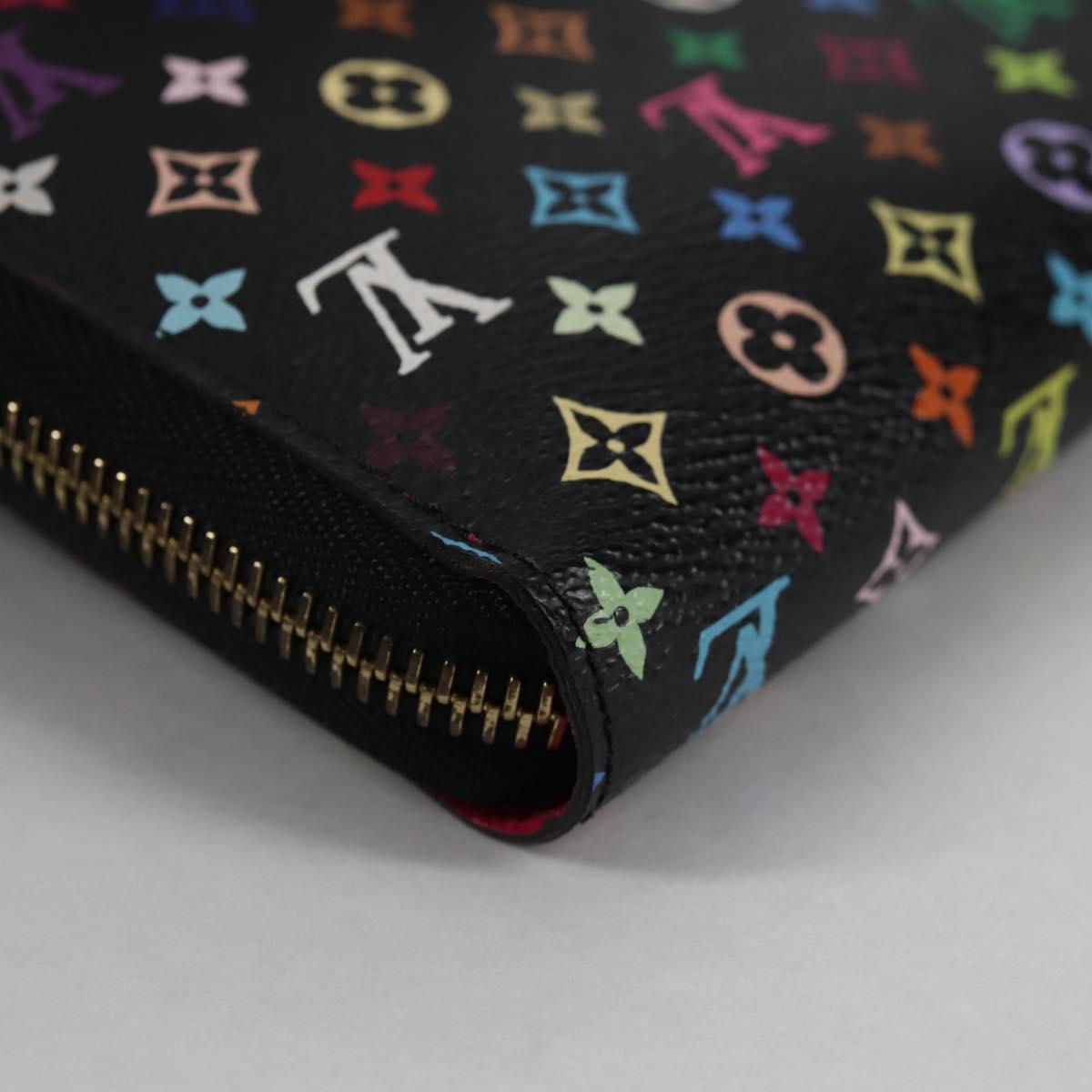 LOUIS VUITTON Multicolor Zippy Wallet Wallet Black M60243 LV Auth 141189V