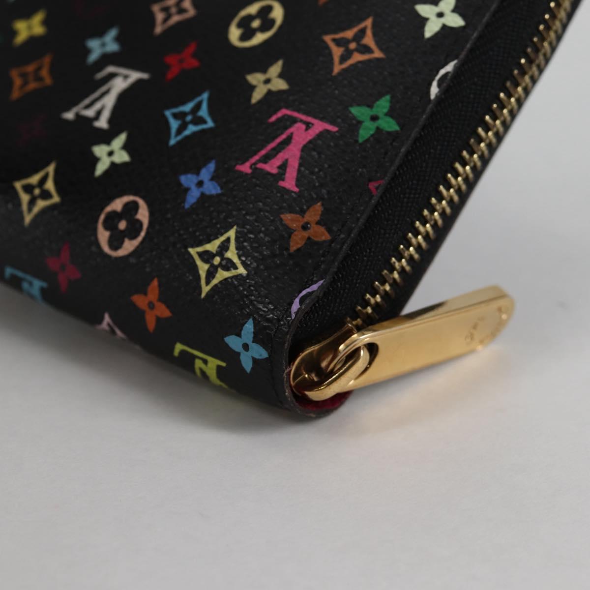LOUIS VUITTON Multicolor Zippy Wallet Wallet Black M60243 LV Auth 141189V