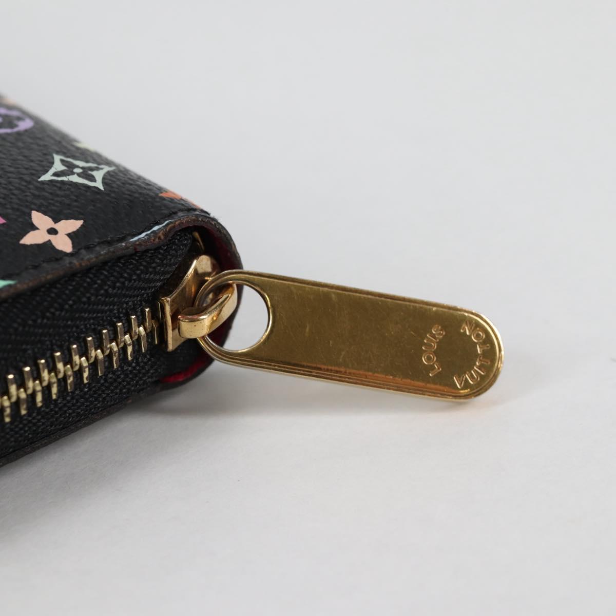 LOUIS VUITTON Multicolor Zippy Wallet Wallet Black M60243 LV Auth 141189V