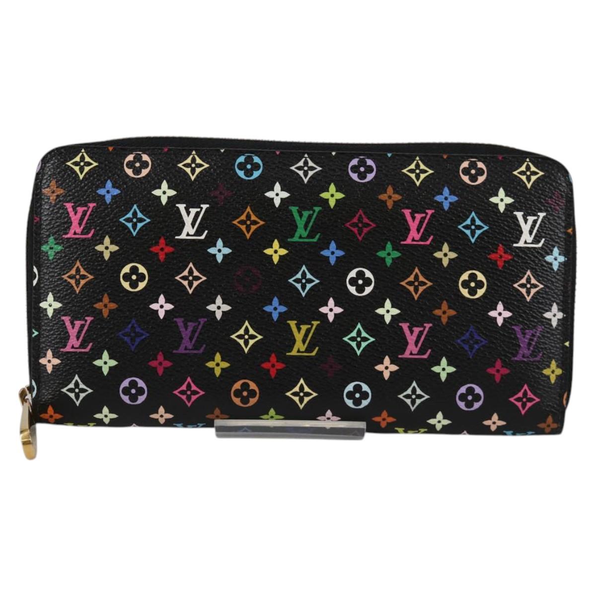 LOUIS VUITTON Multicolor Zippy Wallet Wallet Black M60243 LV Auth 141189V