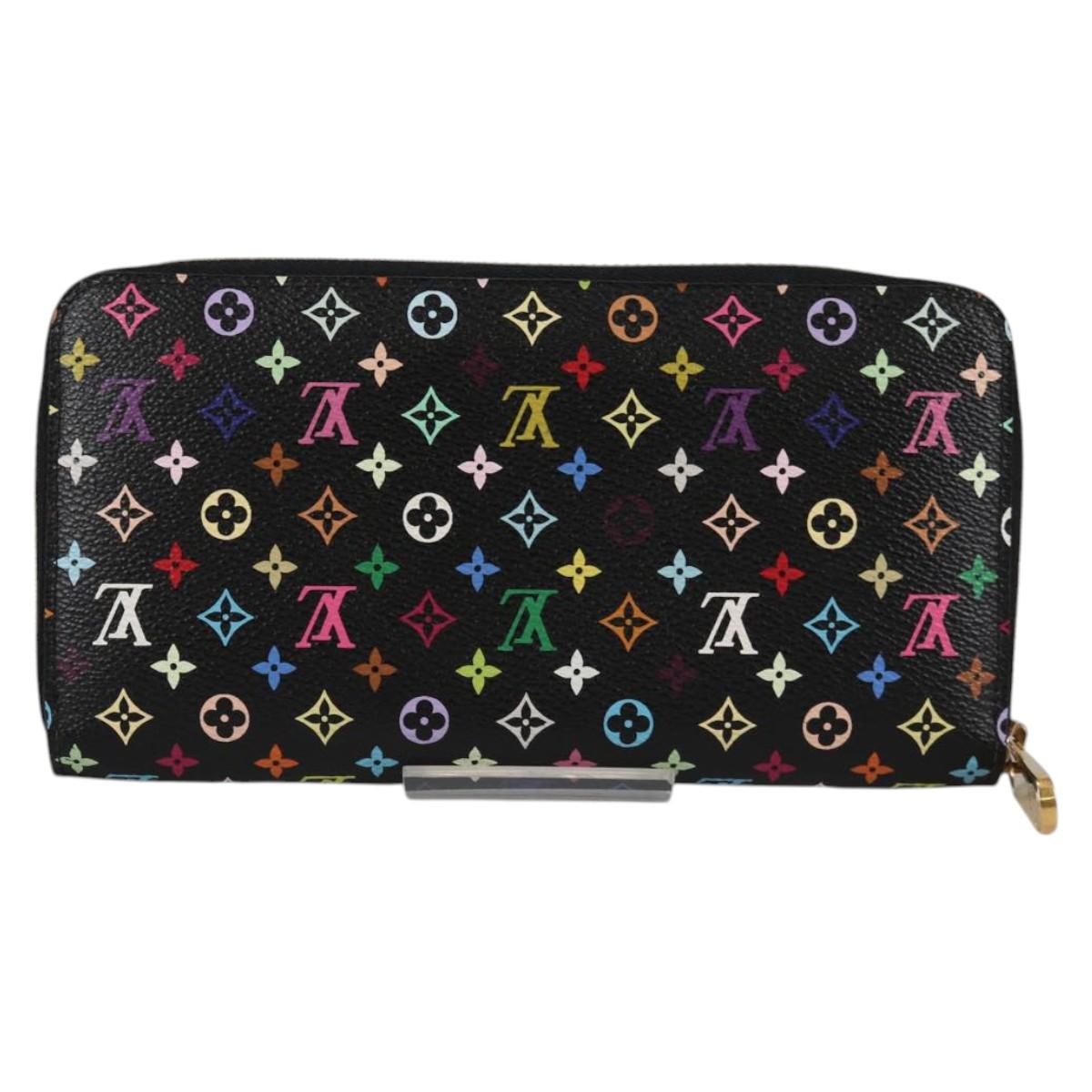 LOUIS VUITTON Multicolor Zippy Wallet Wallet Black M60243 LV Auth 141189V
