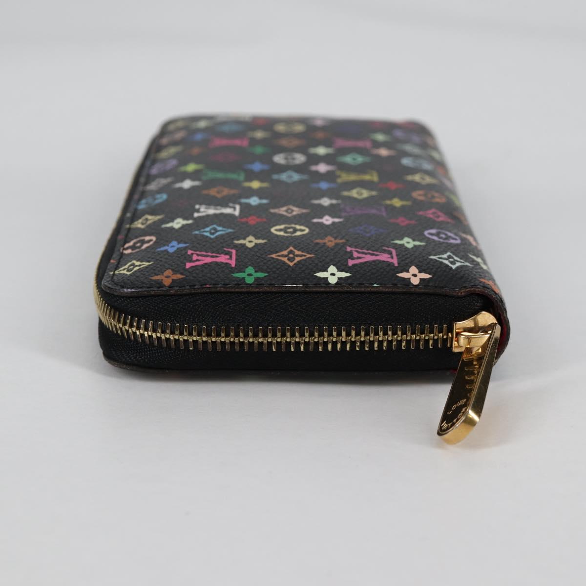 LOUIS VUITTON Multicolor Zippy Wallet Wallet Black M60243 LV Auth 141189V