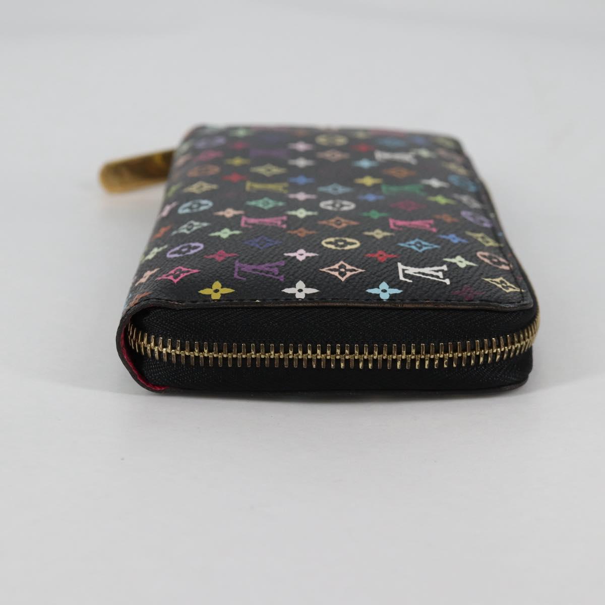 LOUIS VUITTON Multicolor Zippy Wallet Wallet Black M60243 LV Auth 141189V