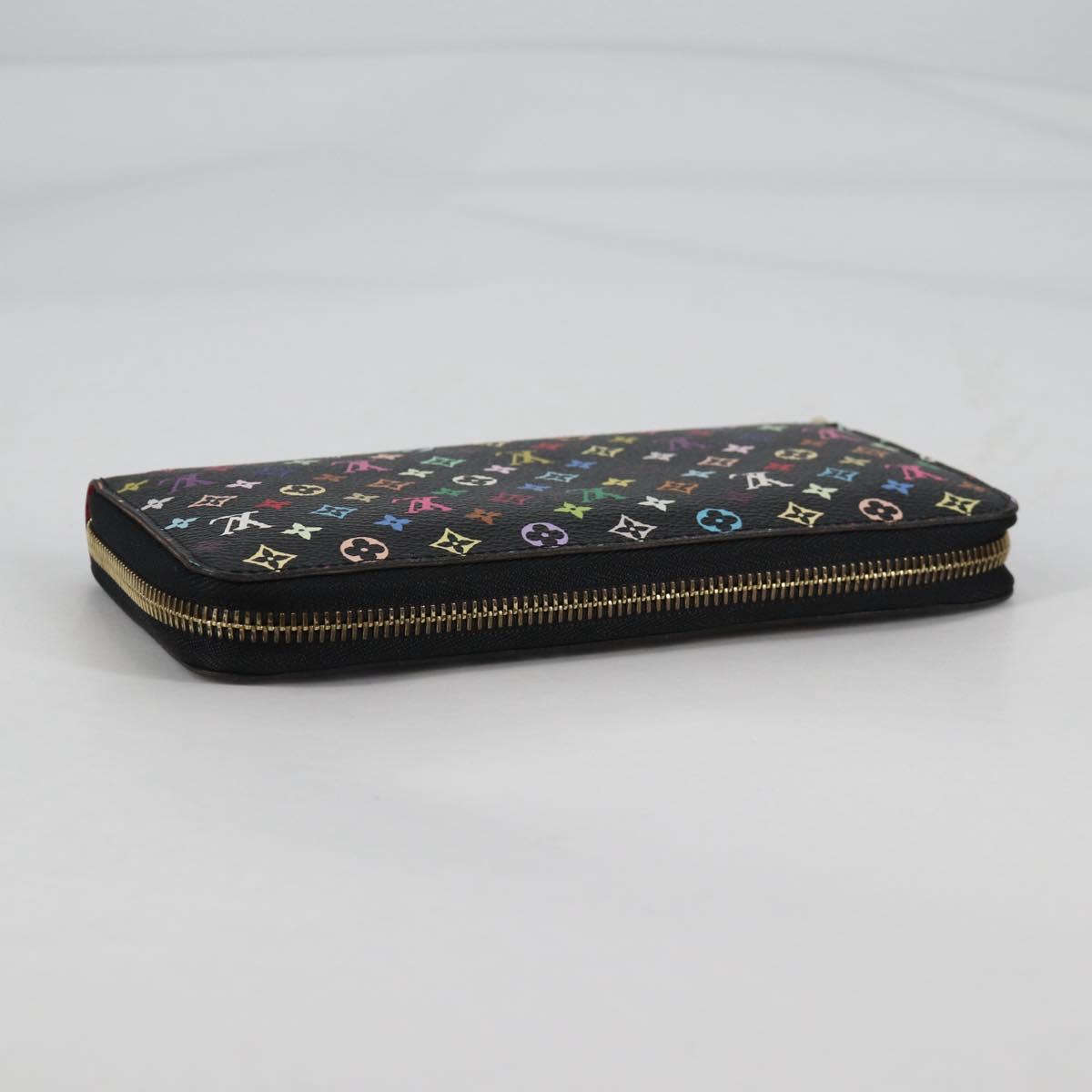 LOUIS VUITTON Multicolor Zippy Wallet Wallet Black M60243 LV Auth 141189V