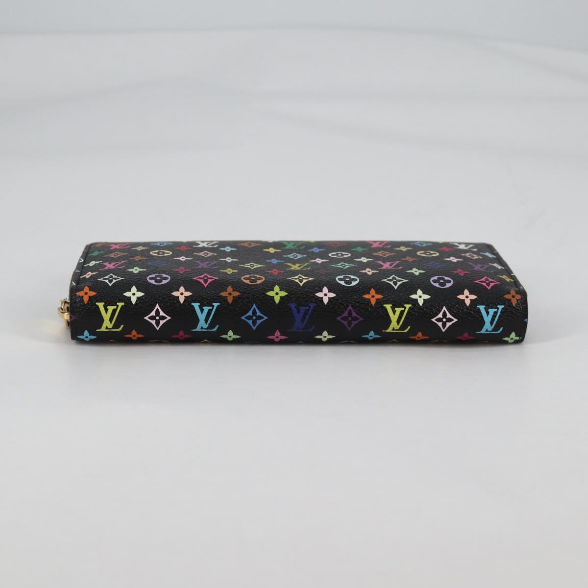 LOUIS VUITTON Multicolor Zippy Wallet Wallet Black M60243 LV Auth 141189V