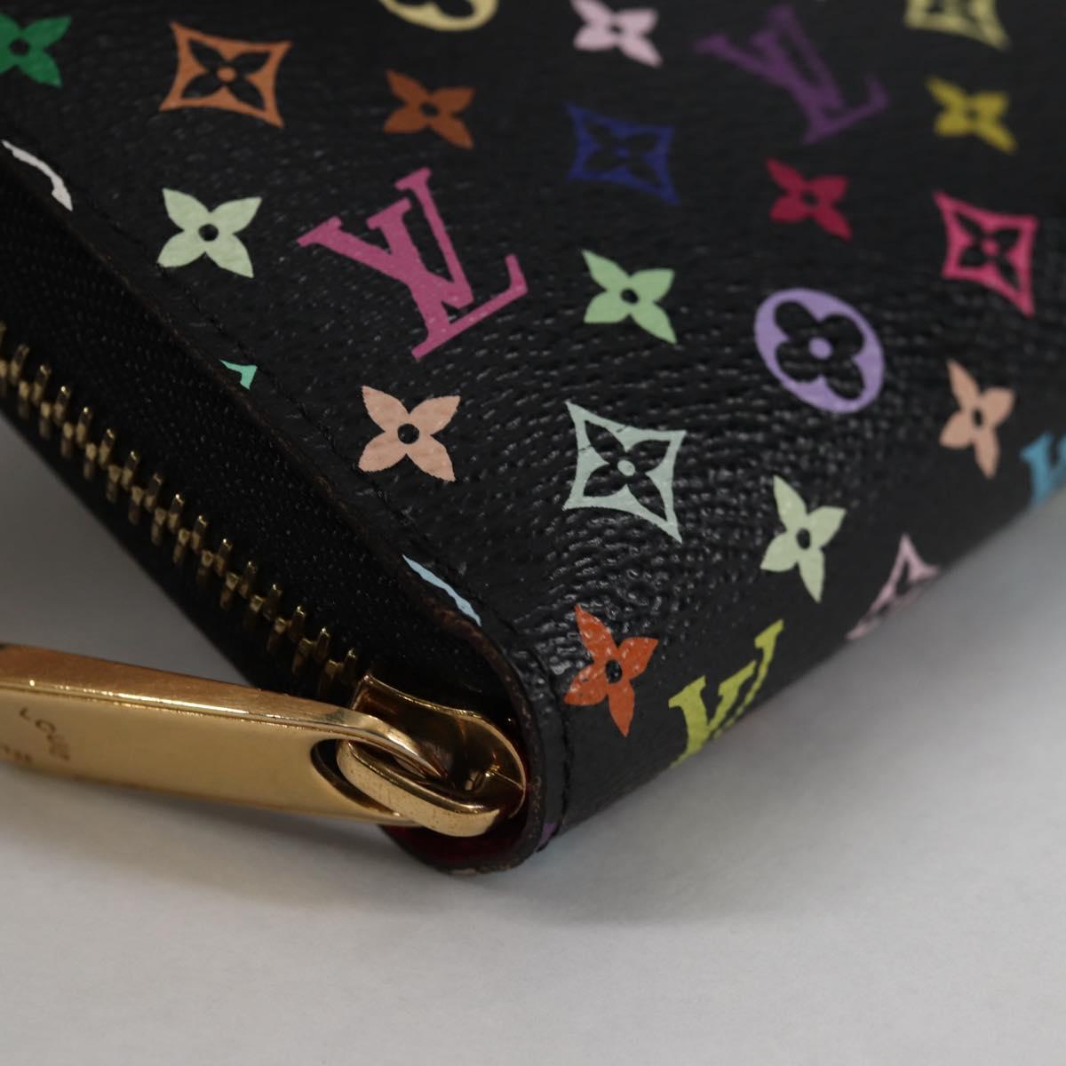 LOUIS VUITTON Multicolor Zippy Wallet Wallet Black M60243 LV Auth 141189V