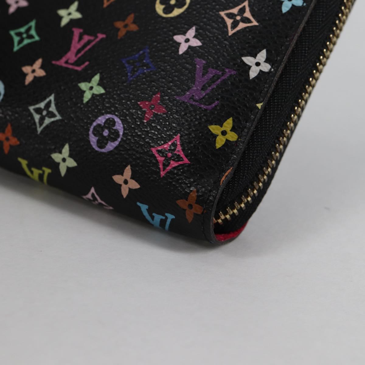 LOUIS VUITTON Multicolor Zippy Wallet Wallet Black M60243 LV Auth 141189V