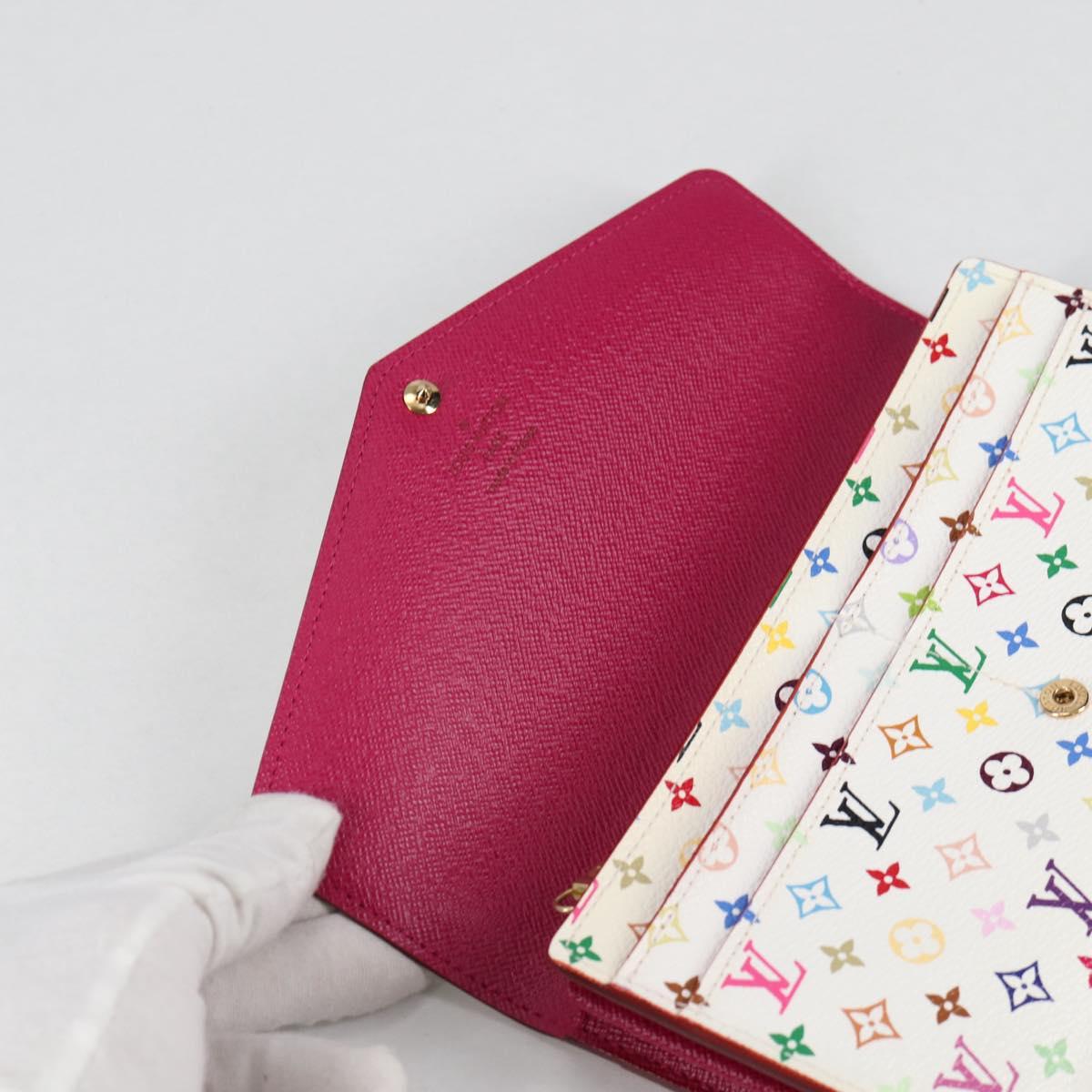 LOUIS VUITTON Multicolor Portefeuille Sarah Wallet White M60667 Auth 141191V