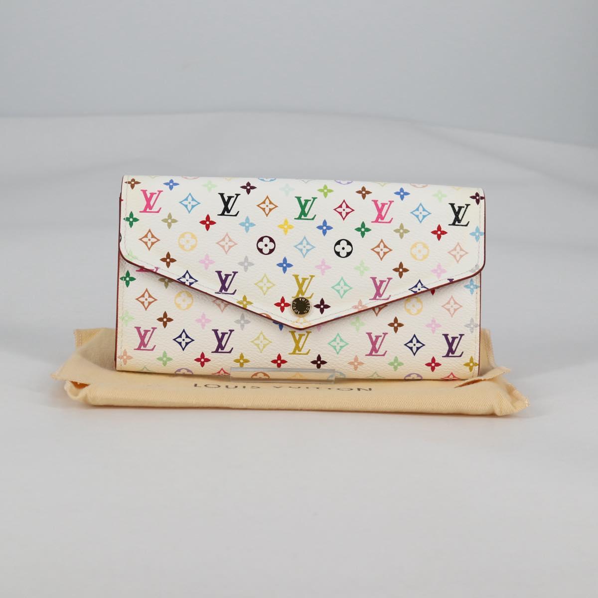 LOUIS VUITTON Multicolor Portefeuille Sarah Wallet White M60667 Auth 141191V