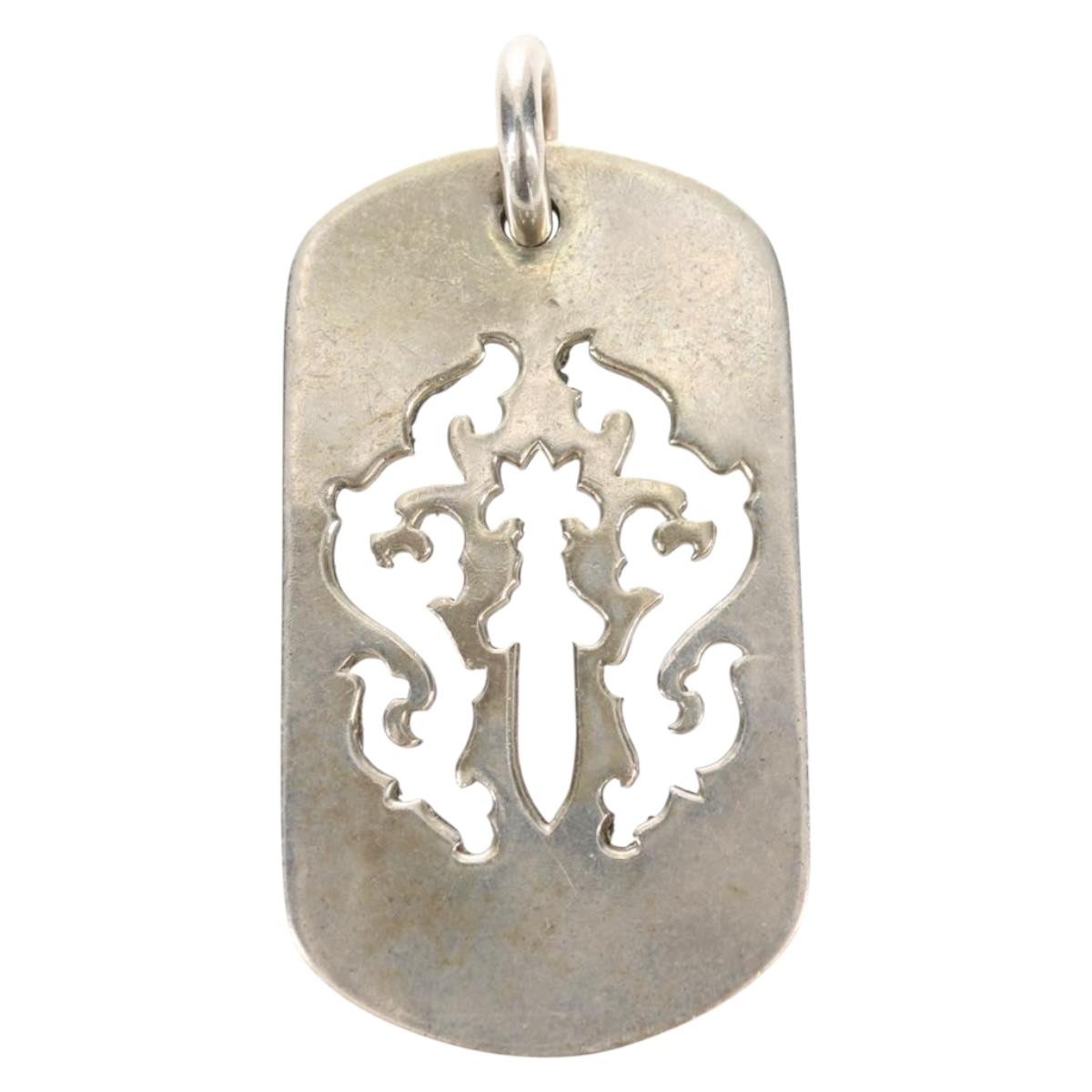 Chrome Hearts Pendant Top Cutout Dagger Dog Tag Ag925 Silver Auth 141204M