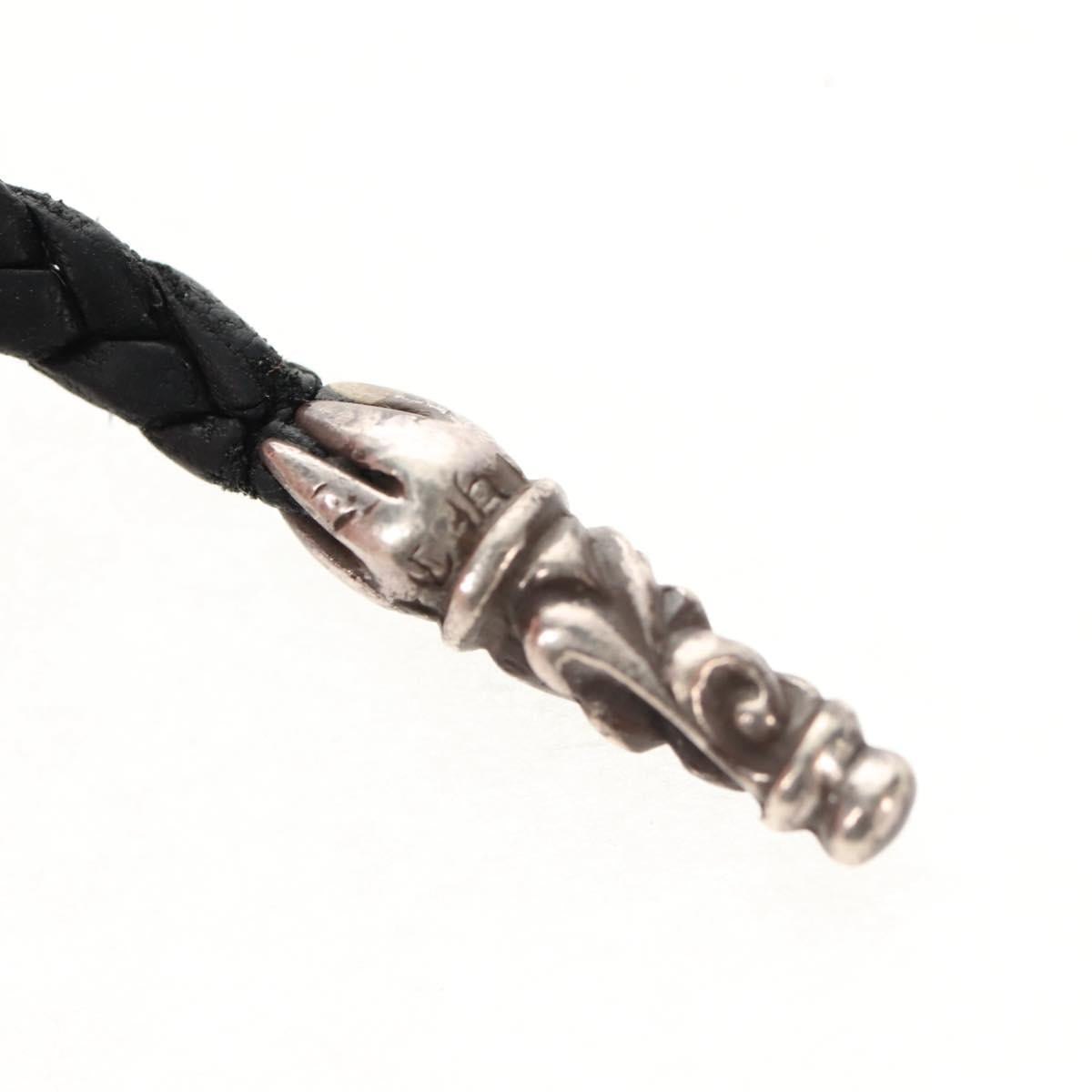 Chrome Hearts Scroll Razor Blade Necklace Ag925 Black Auth 141205M