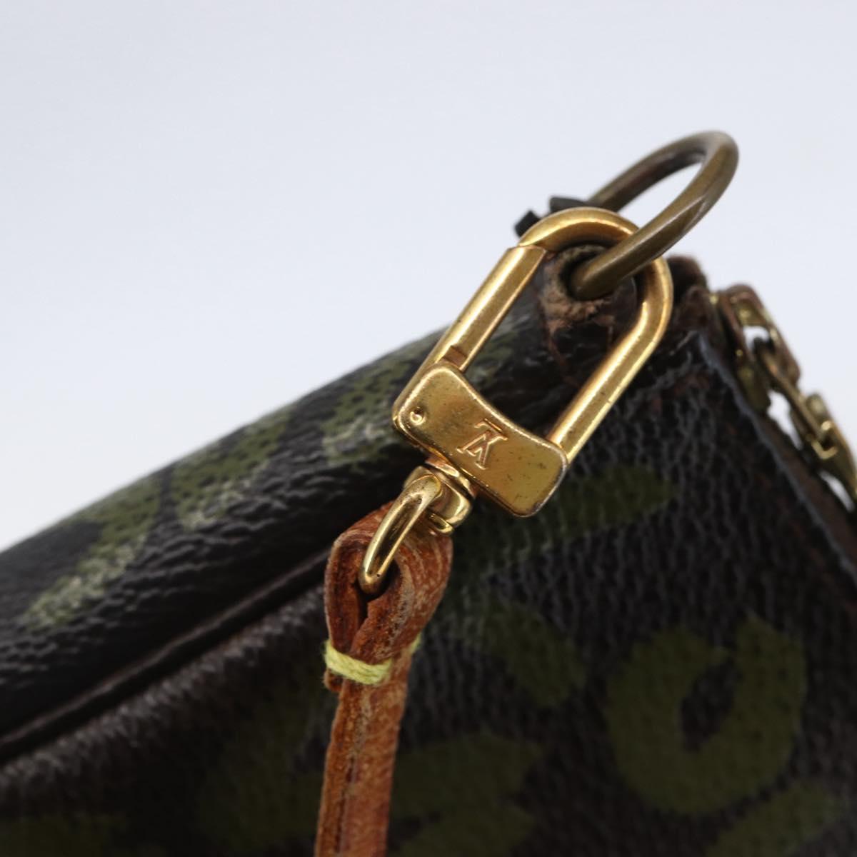 LOUIS VUITTON Graffiti Pochette Accessoires Pouch Khaki M92191 LV Auth 141215