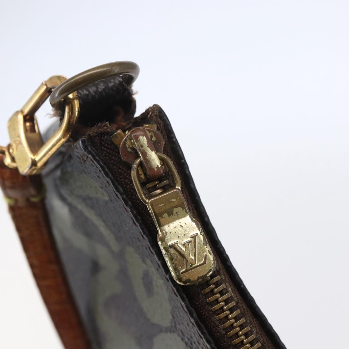 LOUIS VUITTON Graffiti Pochette Accessoires Pouch Khaki M92191 LV Auth 141215