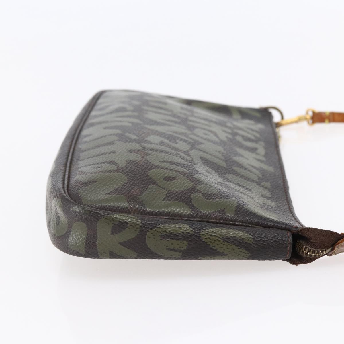 LOUIS VUITTON Graffiti Pochette Accessoires Pouch Khaki M92191 LV Auth 141215