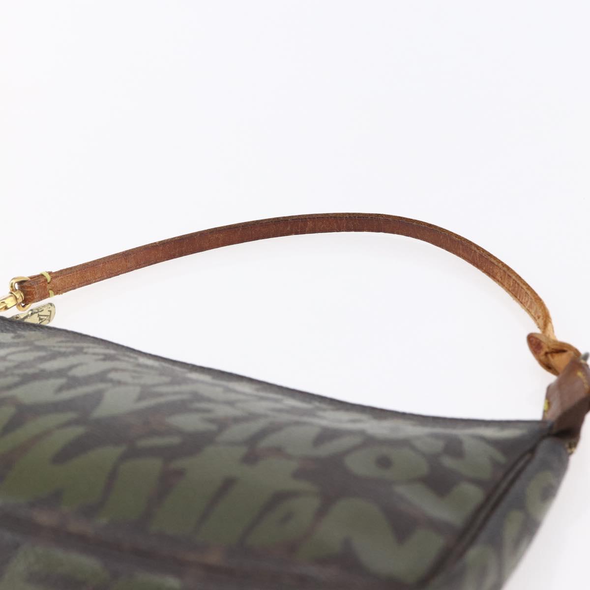 LOUIS VUITTON Graffiti Pochette Accessoires Pouch Khaki M92191 LV Auth 141215