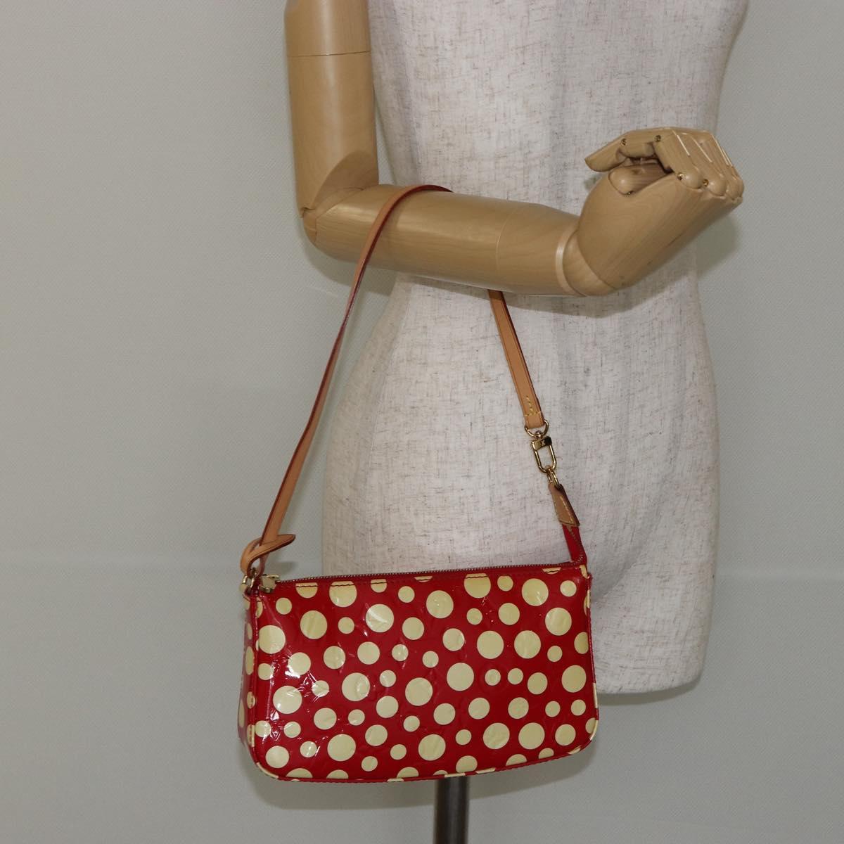 LOUIS VUITTON Vernis Yayoi Kusama Pochette Accessoires Red M91428 Auth 141217SM