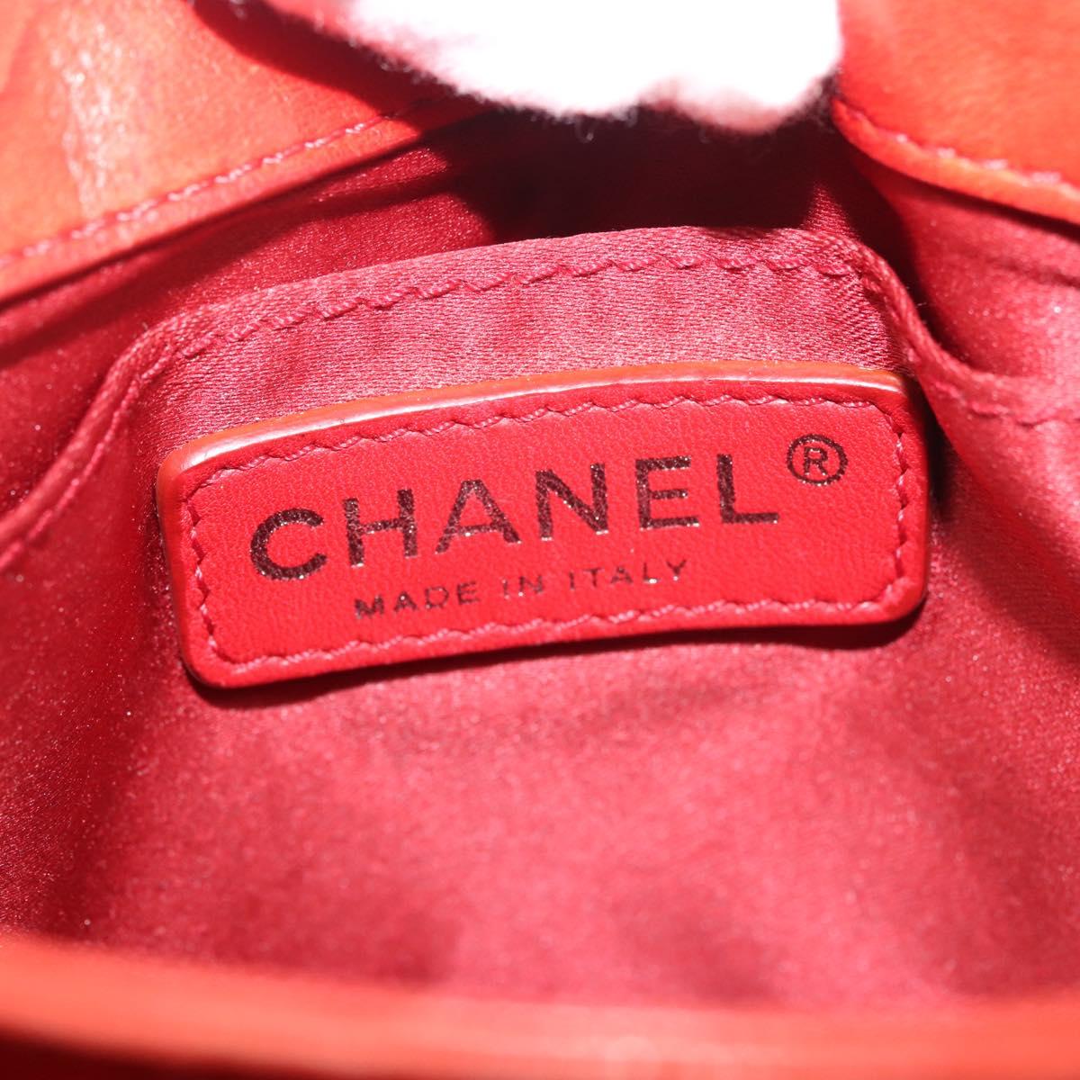 CHANEL Matelasse Chain Shoulder Bag Lamb Skin Red CC Auth 141220