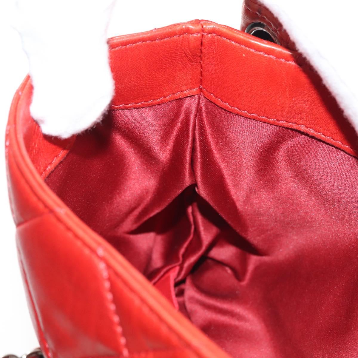 CHANEL Matelasse Chain Shoulder Bag Lamb Skin Red CC Auth 141220